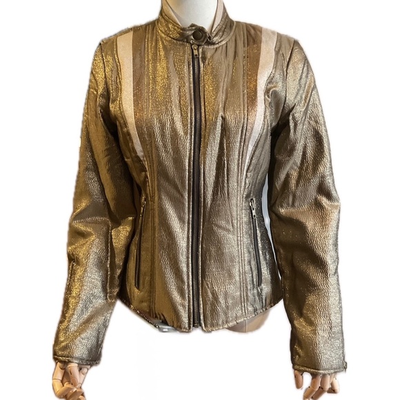 ANNA SUI Rare Vintage Metallic Fabric Bomber Jacket size 2 Pristine Condition - Picture 1 of 13
